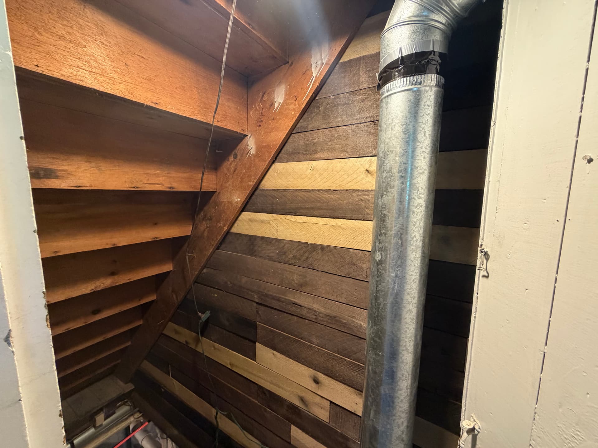 Gallery photos for Custom Wood Accent Walls in an Old Farmhouse Basement Entry: Image #1