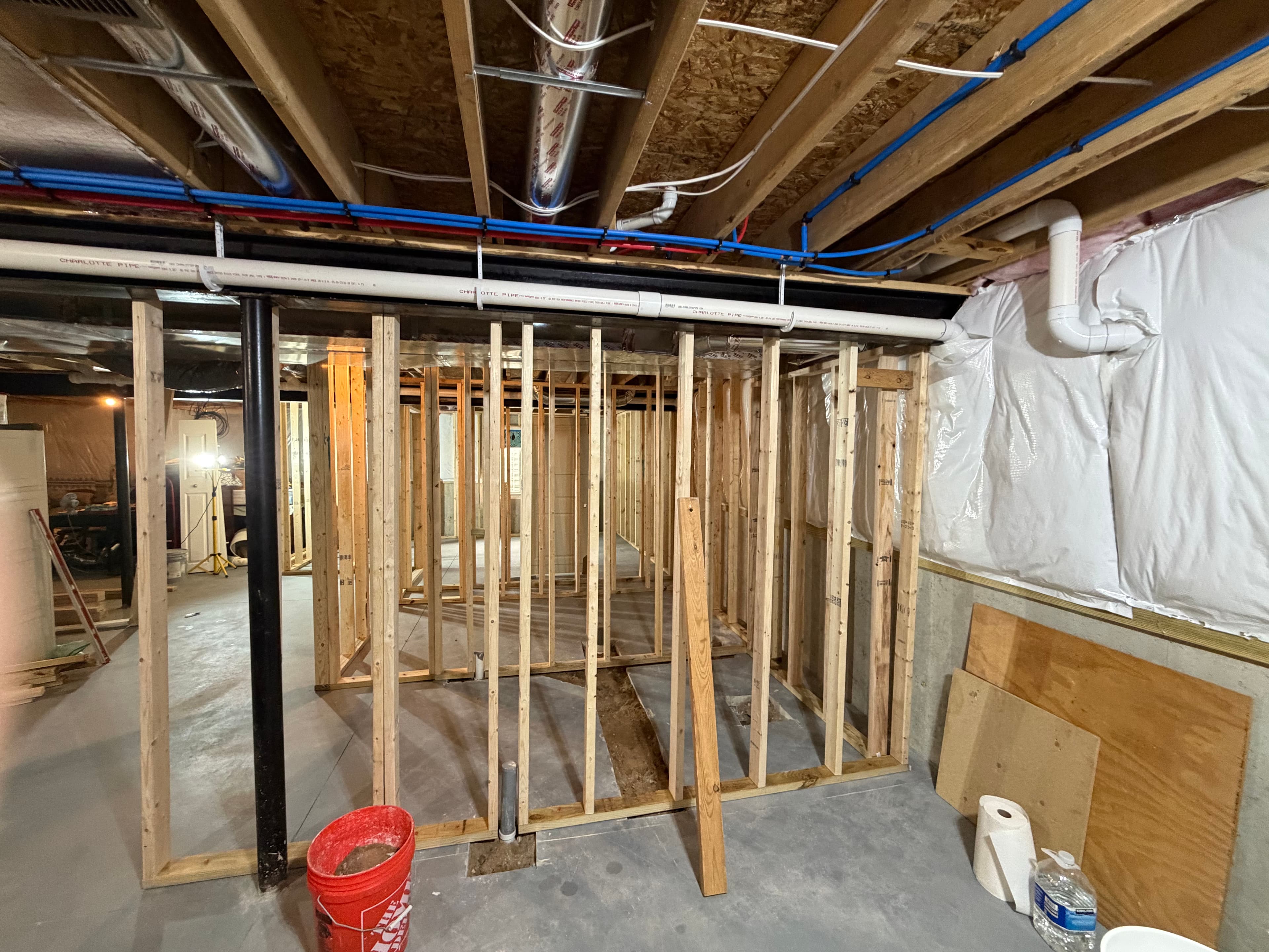Project Basement Bedroom and Bathroom Framed for Less image