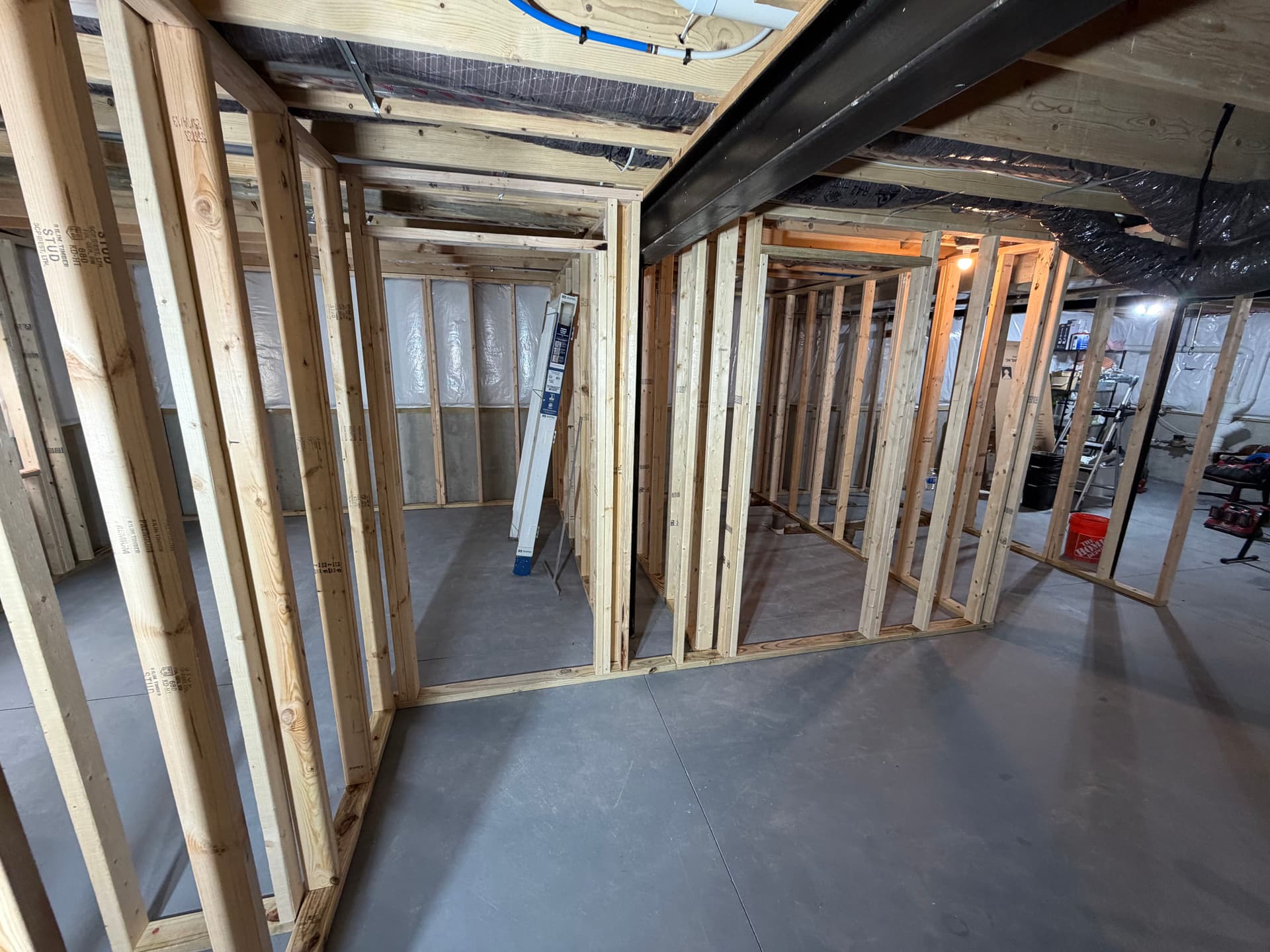 Gallery photos for Basement Bedroom and Bathroom Framed for Less: Image #6