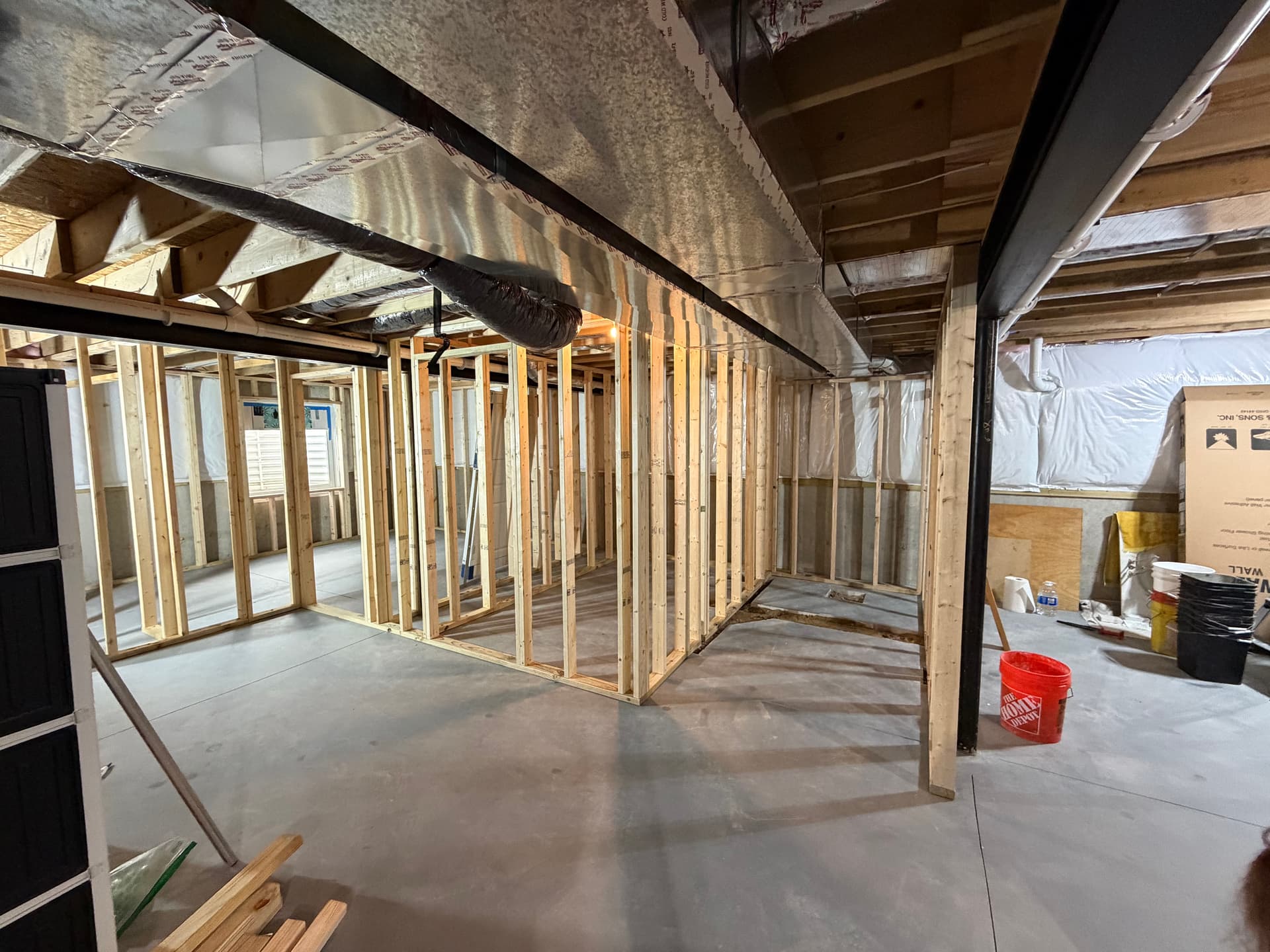 Gallery photos for Basement Bedroom and Bathroom Framed for Less: Image #1