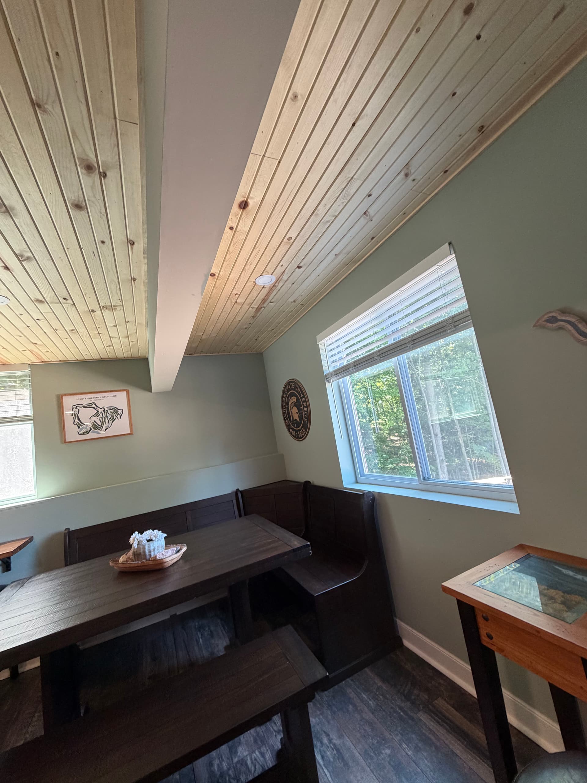 Gallery photos for Knotty Pine Tongue-and-Groove Ceiling Finished Basement in Fenton: Image #1